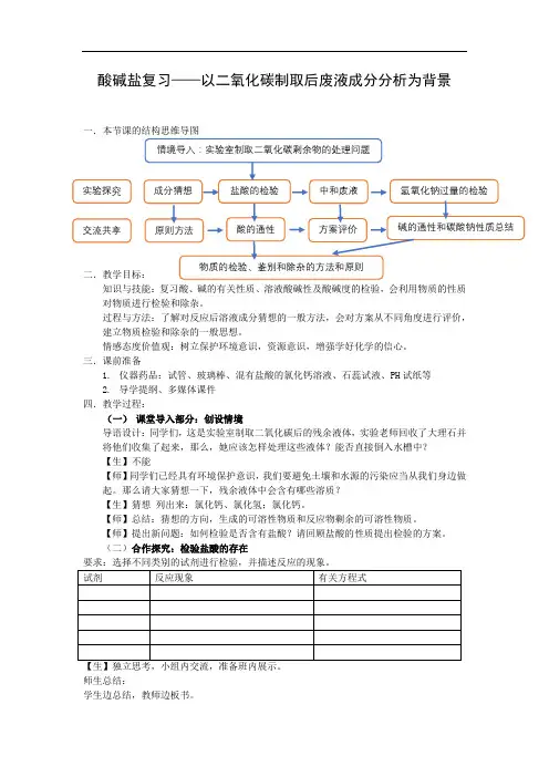 初中化学_【课堂实录】酸碱盐复习教学设计学情分析教材分析课后反思