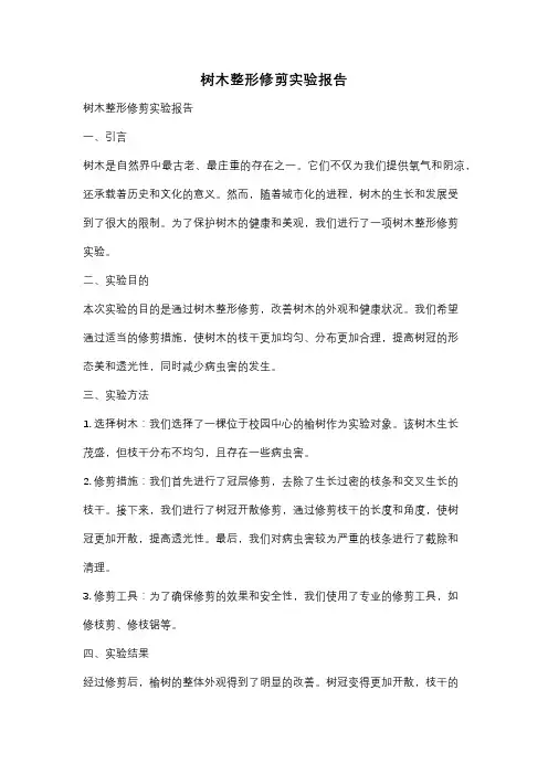 树木整形修剪实验报告