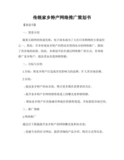 传统家乡特产网络推广策划书