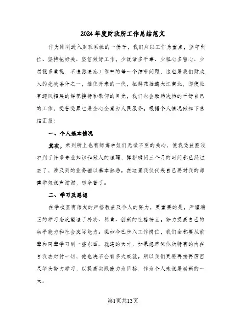 2024年度财政所工作总结范文(4篇)
