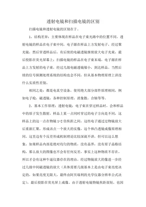 透射电镜和扫描电镜的区别
