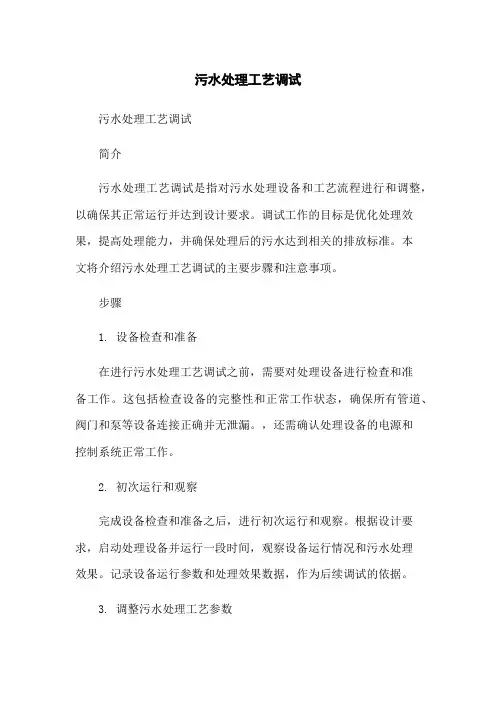 污水处理工艺调试