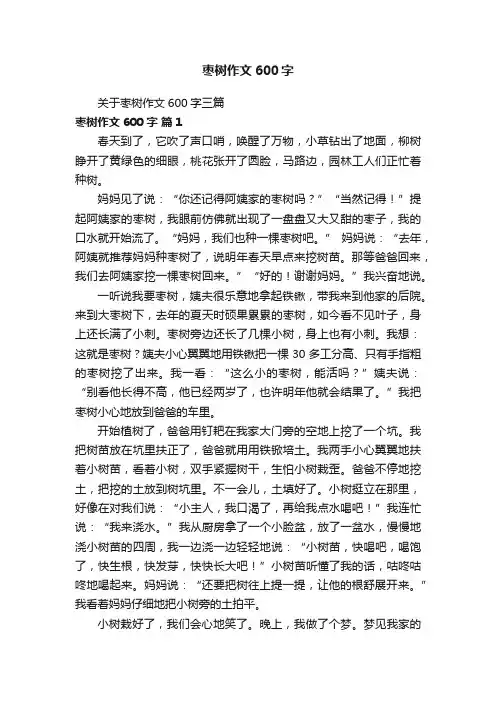 关于枣树作文600字三篇