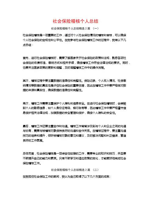 社会保险稽核个人总结2篇