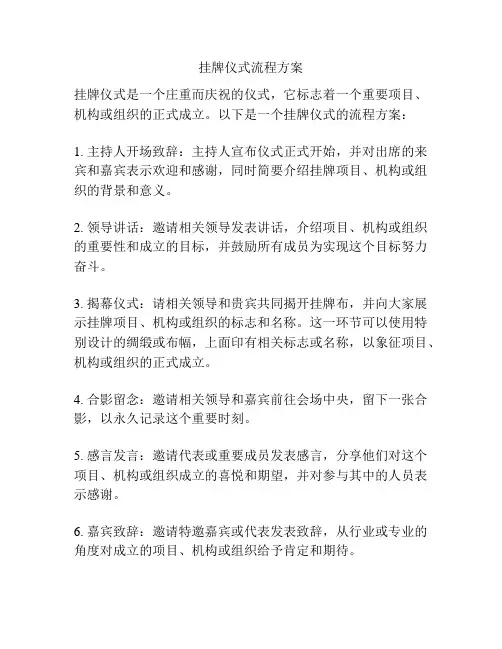 挂牌仪式流程方案