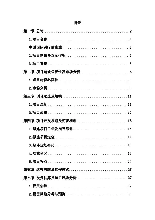 中原国际医疗健康城可行性研究报告