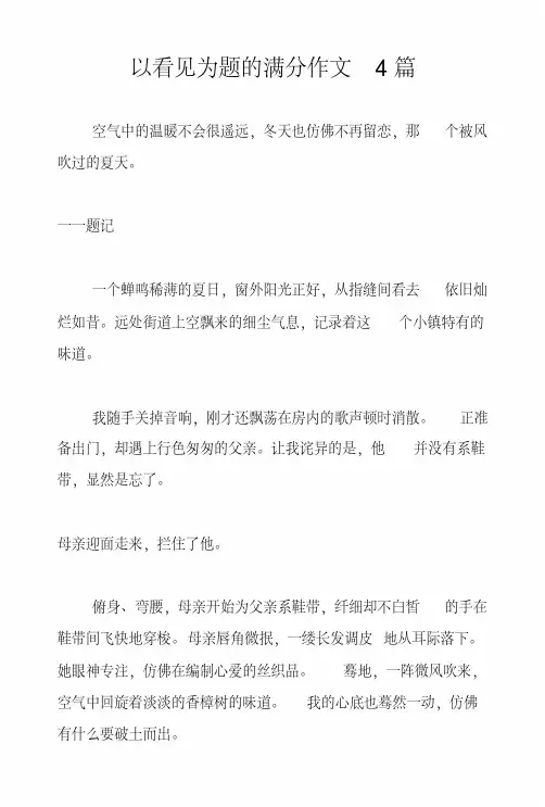 以看见为题的满分作文4篇
