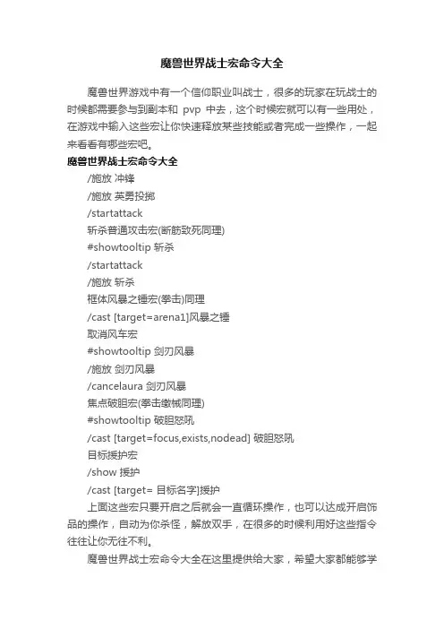 魔兽世界战士宏命令大全