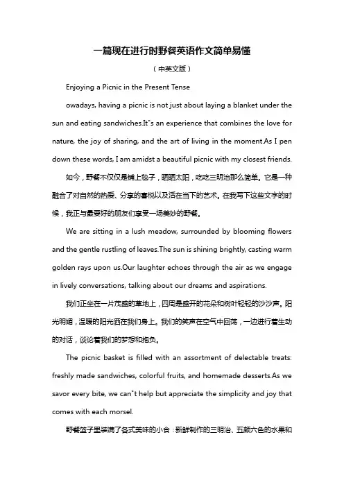 一篇现在进行时野餐英语作文简单易懂