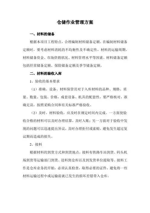 仓储作业管理方案
