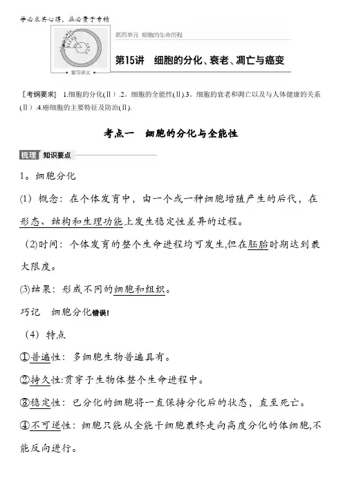 生物(人教全国通用)大一轮复习讲义第四单元 细胞的生命历程 第5讲 