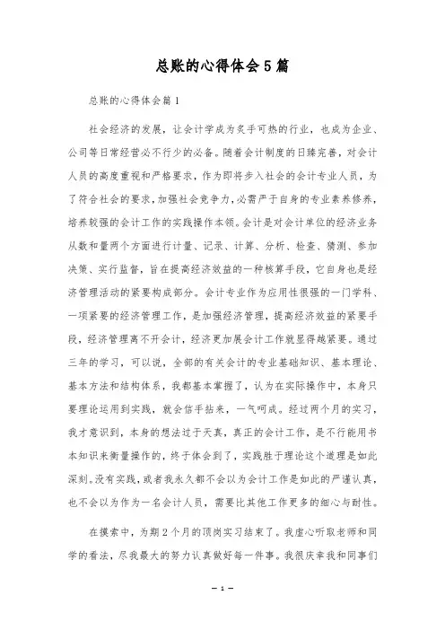 总账的心得体会5篇