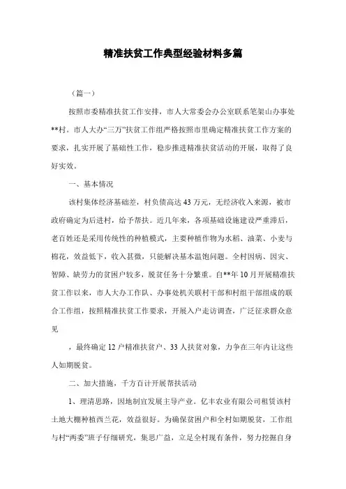 精准扶贫工作典型经验材料多篇