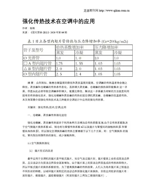 强化传热技术在空调中的应用
