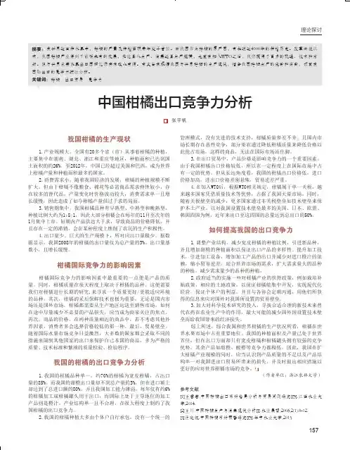 中国柑橘出口竞争力分析