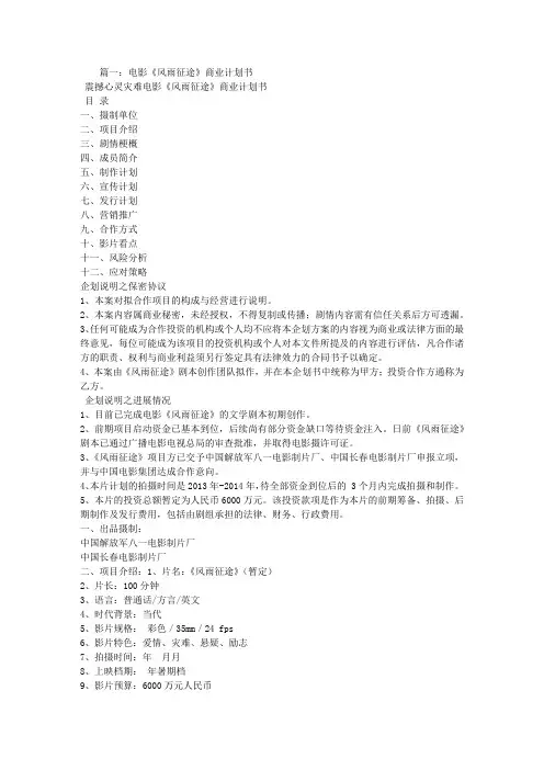 电影商业实施计划书