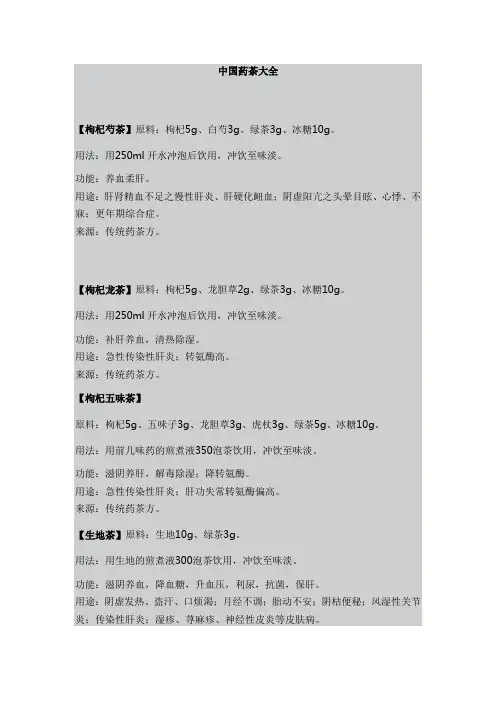 中国药茶大全