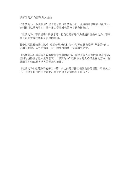 以梦为马,不负韶华古文出处