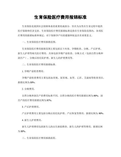 生育保险医疗费用报销标准