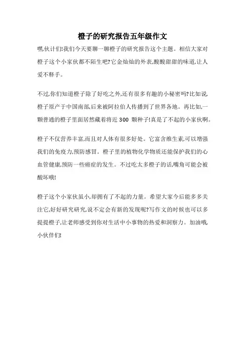 橙子的研究报告五年级作文