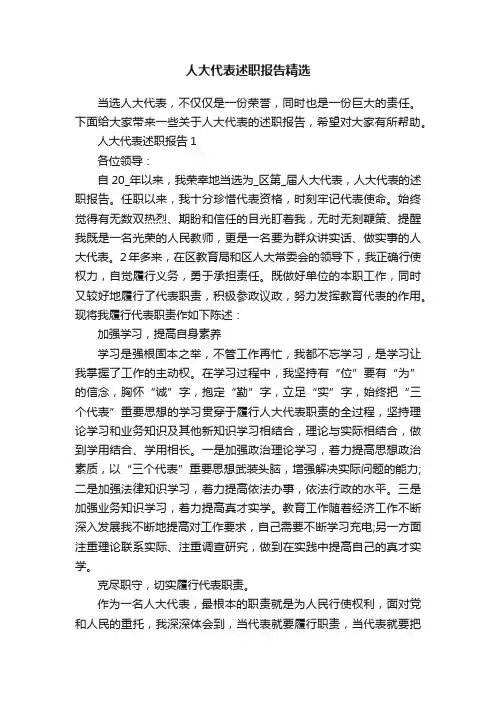人大代表述职报告精选