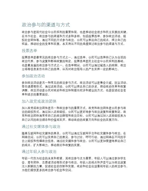 作文政治参与的渠道与方式