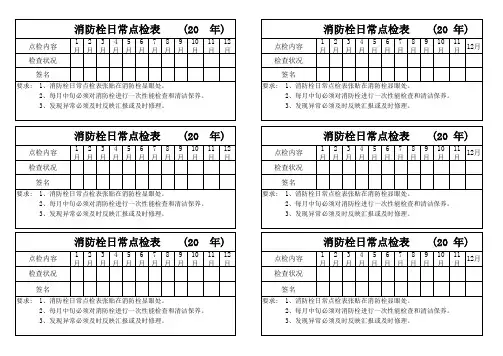 消防栓点检表