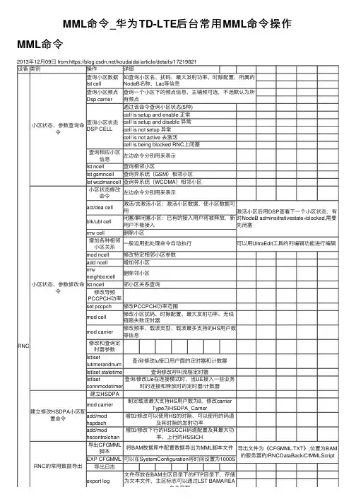 MML命令_华为TD-LTE后台常用MML命令操作