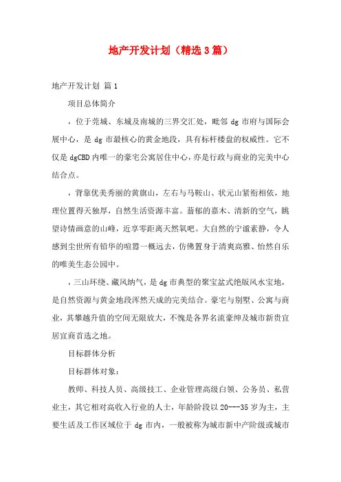 地产开发计划(精选3篇)