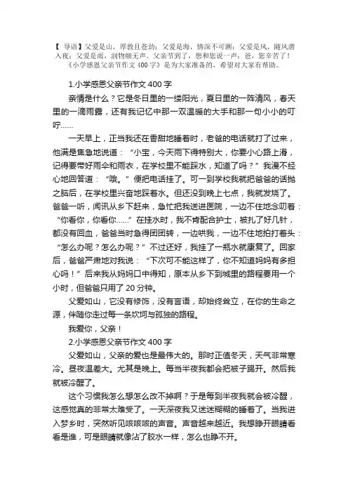 小学感恩父亲节作文400字5篇