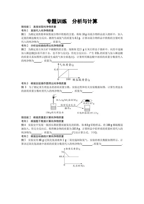 中考化学专题训练 分析与计算含答案