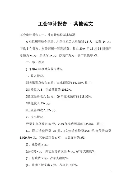 工会审计报告 - 其他范文