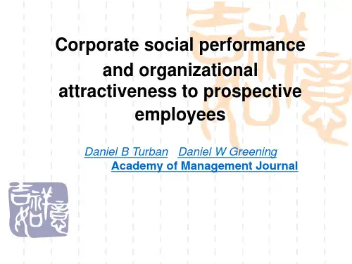 组织行为学英文-Corporate social performance and organizational attractiveness  perspective employees