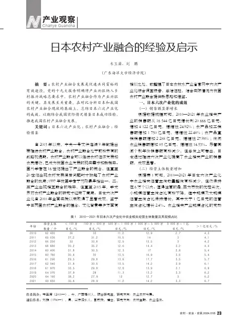 日本农村产业融合的经验及启示