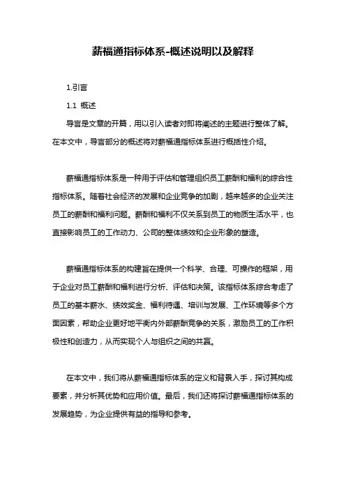 薪福通指标体系-概述说明以及解释