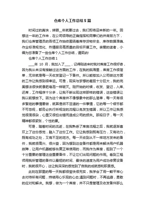 仓库个人工作总结5篇