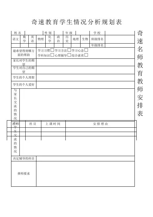学生学习情况分析表(机构)