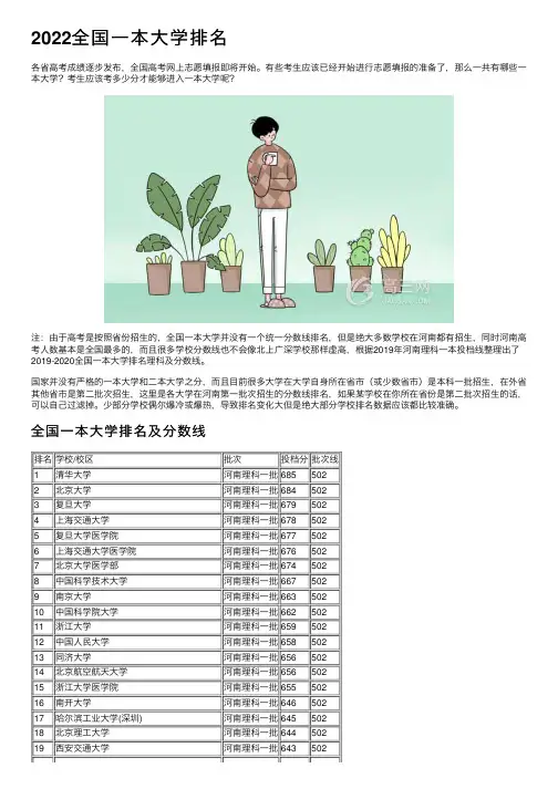 2022全国一本大学排名