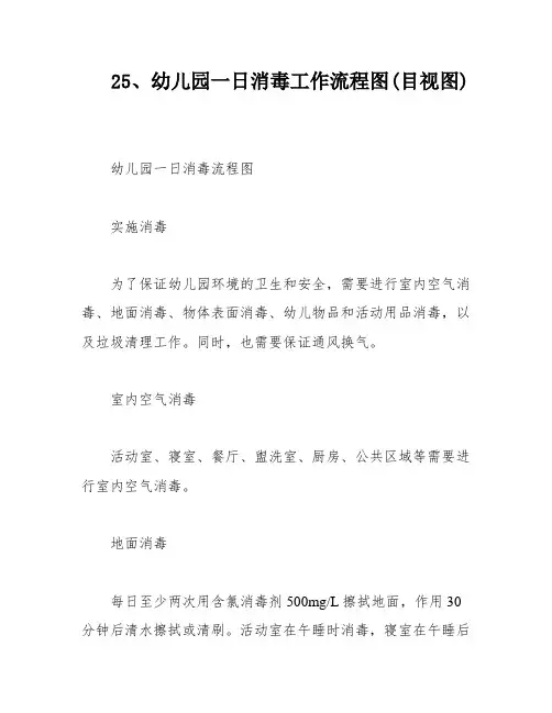 25、幼儿园一日消毒工作流程图(目视图)