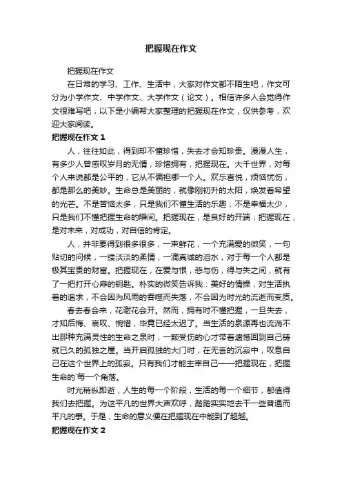 把握现在作文