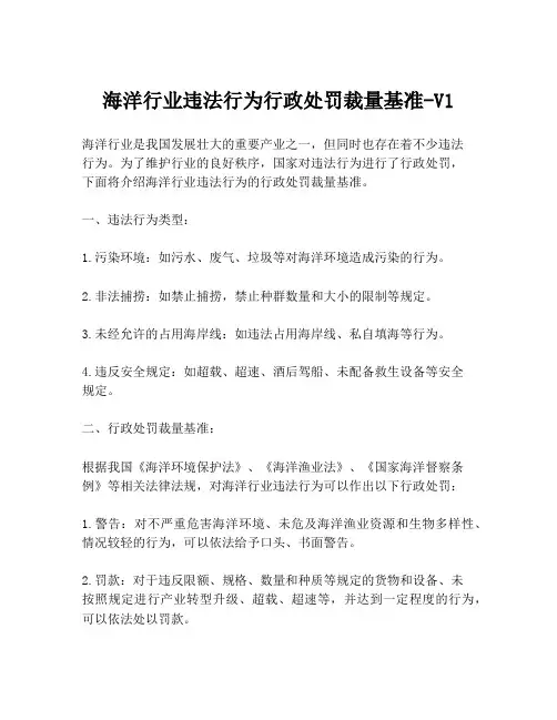 海洋行业违法行为行政处罚裁量基准-V1