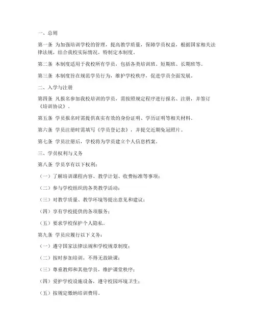 培训学校学员管理制度模板