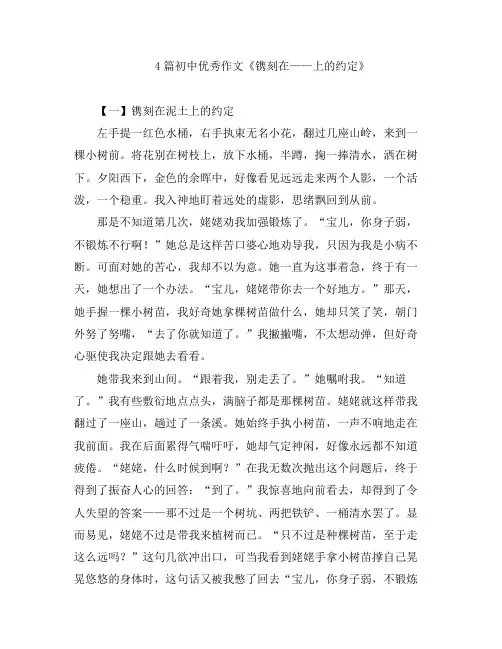 初中语文-4篇初中优秀作文《镌刻在——上的约定》