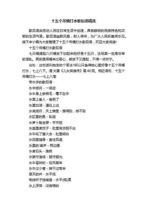 十五个吊桶打水歇后语精选