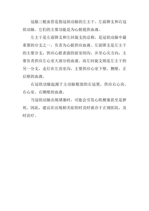 关于冠脉三根血管解读