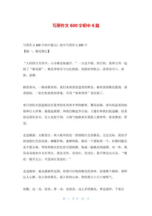 写景作文600字初中6篇