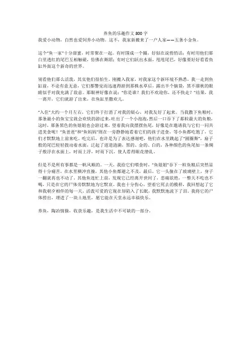 养鱼的乐趣作文800字