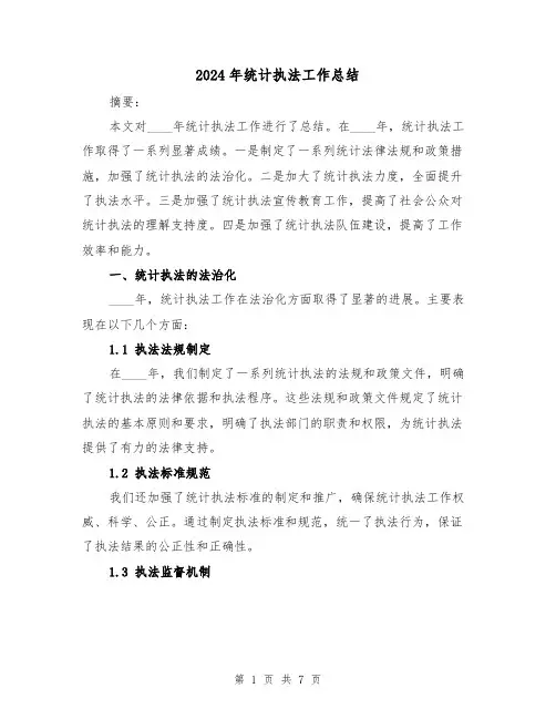 2024年统计执法工作总结（2篇）