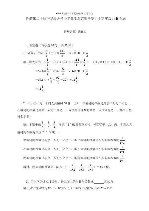 第二十届华罗庚金杯少年数学邀请赛决赛试题B