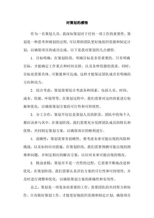 对策划的感悟